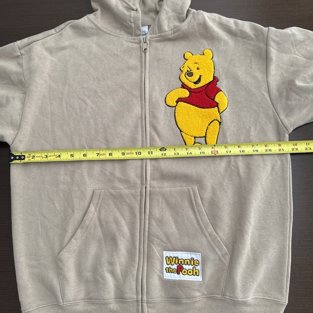 NWT Disney Winnie the Pooh Full Zip Hoodie Embroidered Beige/Sand Women Size M - Picture 4 of 16